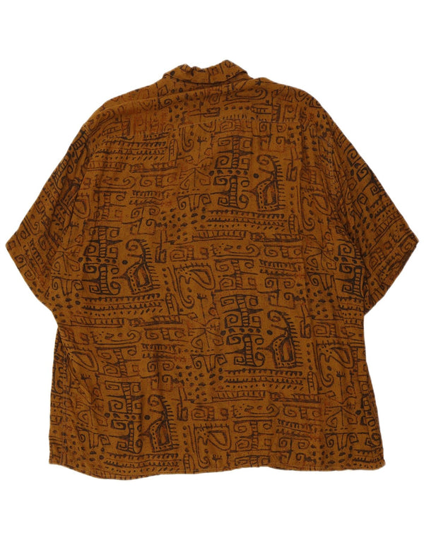 Ανδρικό Ingram Abstract Pattern κοντομάνικο πουκάμισο μέγεθος 43 17 XL καφέ βισκόζη