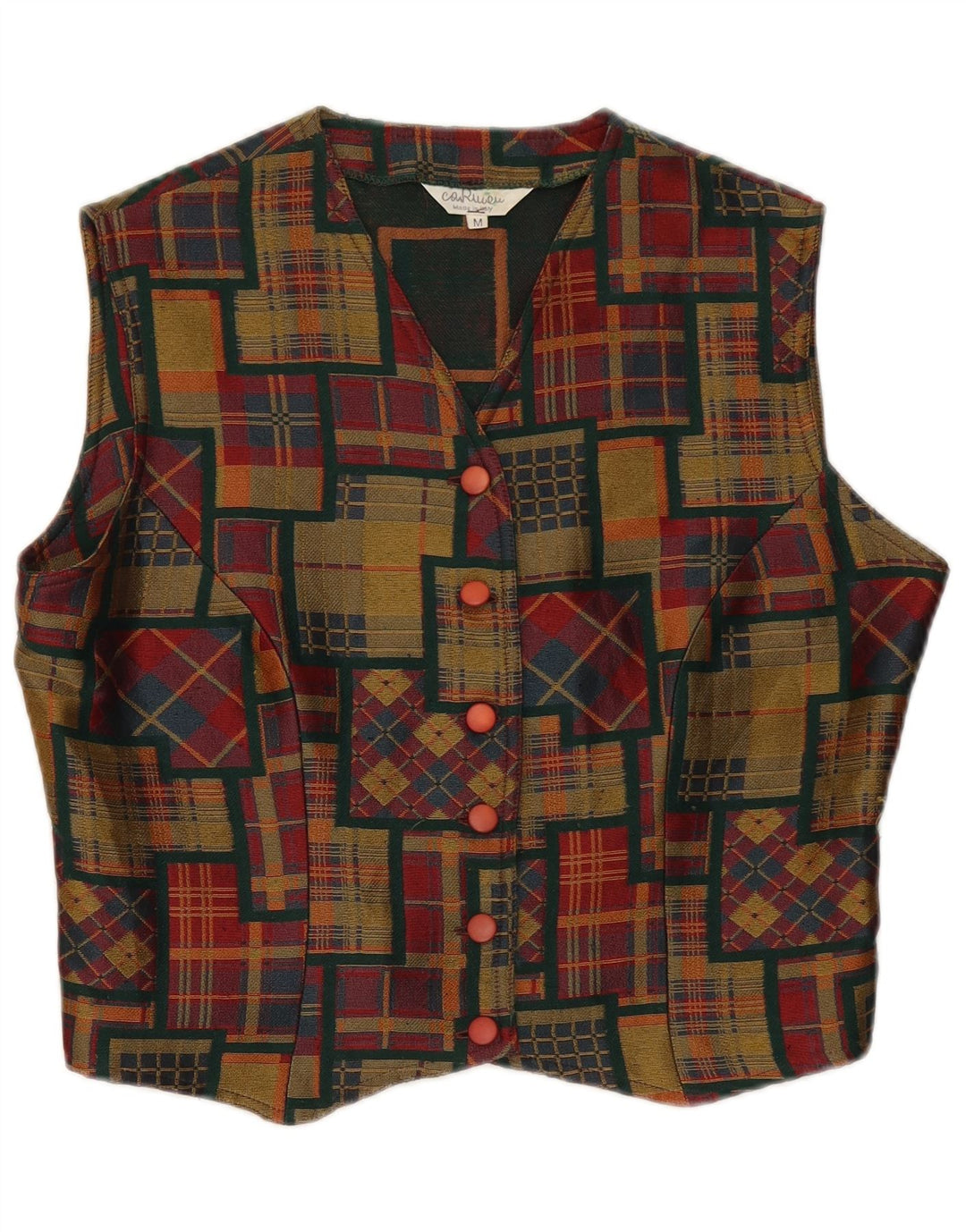 Vintage Γυναικείο Crop Γιλέκο UK 14 Medium πολύχρωμο συνονθύλευμα