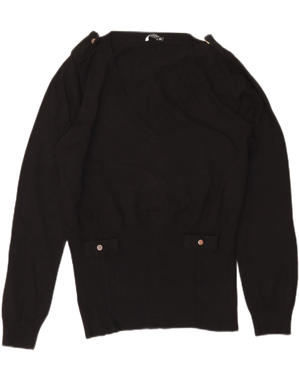 MARELLA Γυναικείο στρατιωτικό πουλόβερ με λαιμόκοψη UK 20 2XL μαύρη βισκόζη