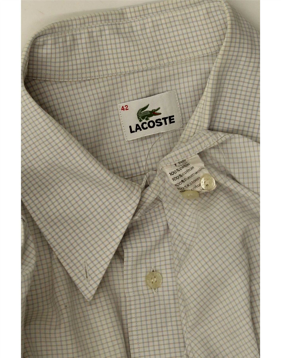 Ανδρικό κοντομάνικο πουκάμισο Lacoste Μέγεθος 42 Λευκό βαμβακερό μεγάλο