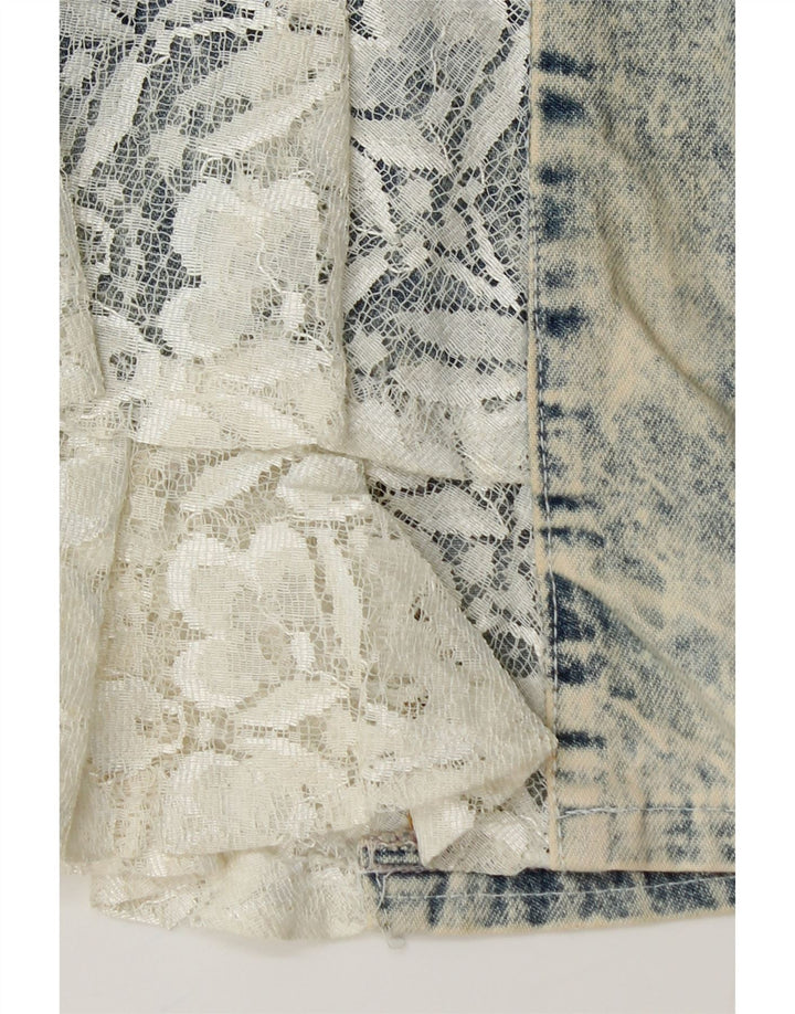 VINTAGE Γυναικεία Τζιν Τρομπέτα Φούστα IT 42 Medium W26 Blue Floral