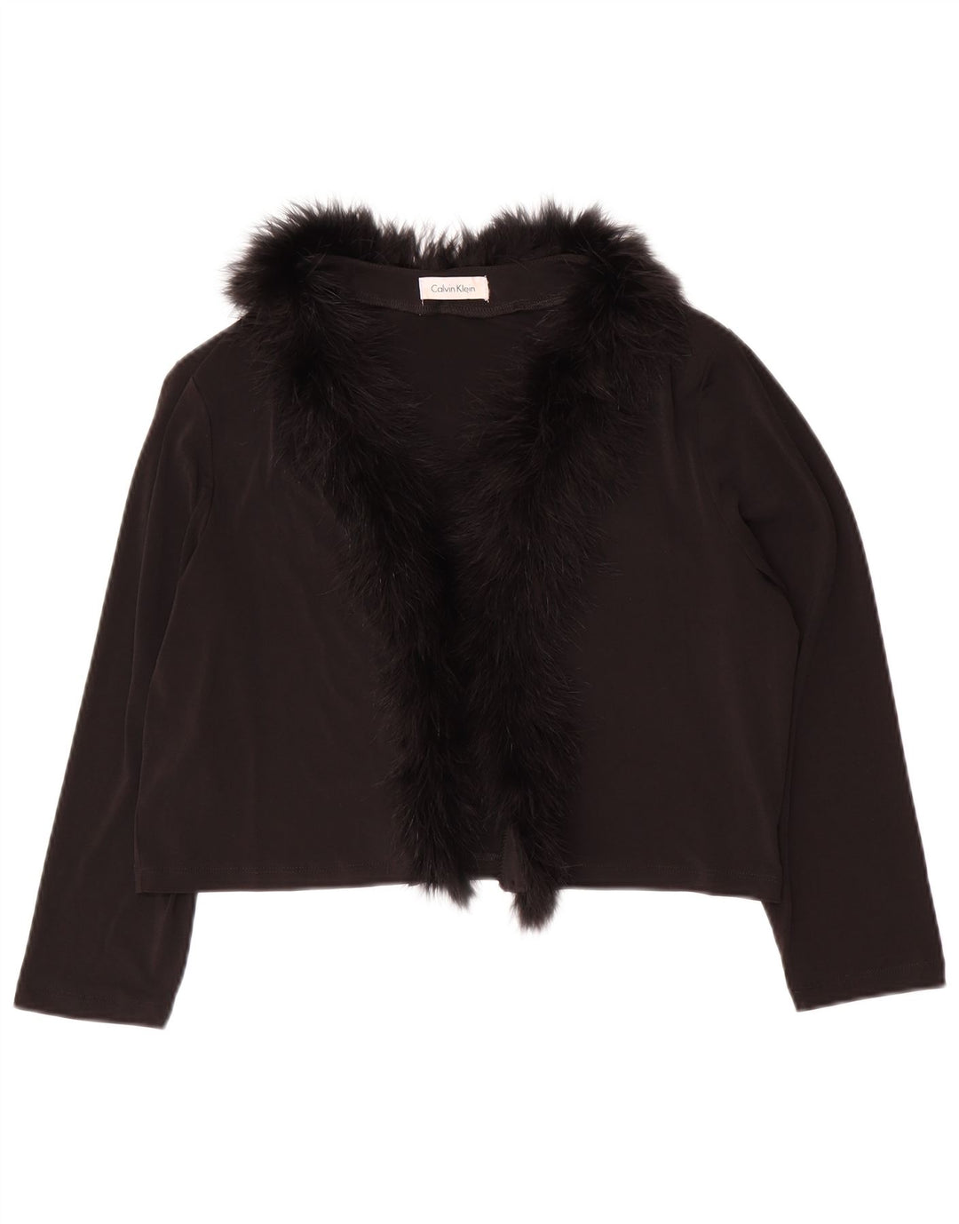 CALVIN KLEIN Γυναικείο 3/4 μανίκι μπολερό τοπ UK 14 μεγάλο μαύρο πολυεστέρα