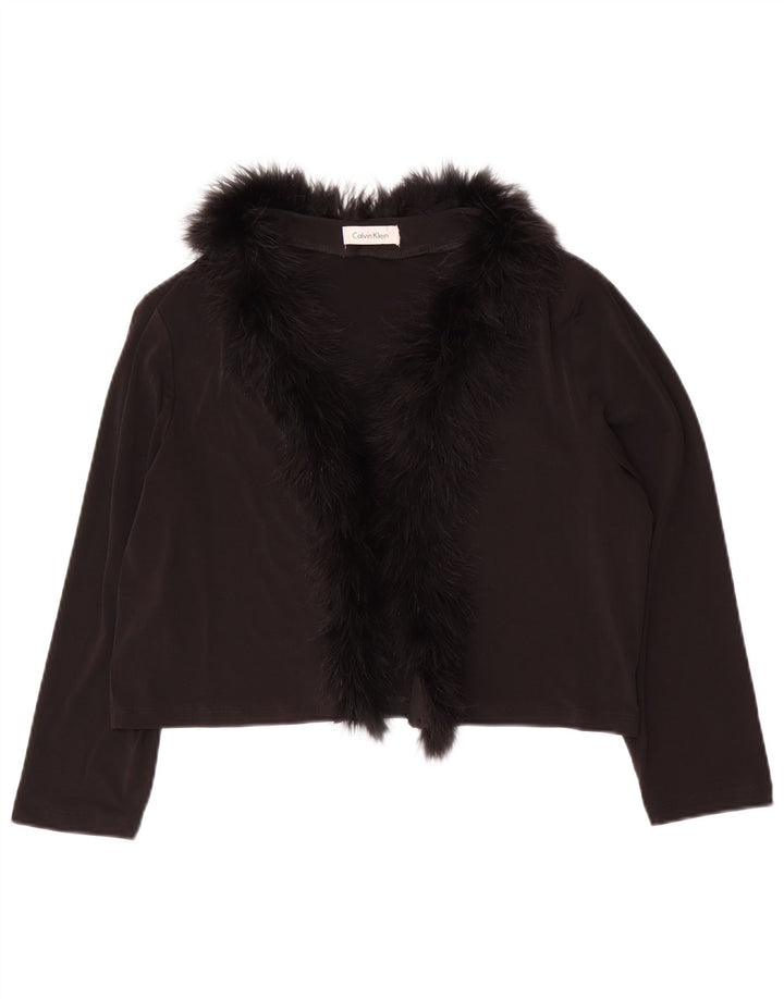 CALVIN KLEIN Γυναικείο 3/4 μανίκι μπολερό τοπ UK 14 μεγάλο μαύρο πολυεστέρα