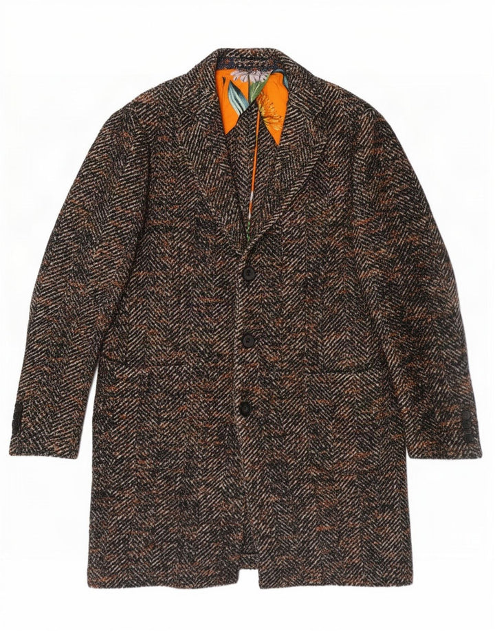 Ανδρικό πανωφόρι Etro IT 52 XL Καφέ Μαλλί ψαροκόκαλο Classic