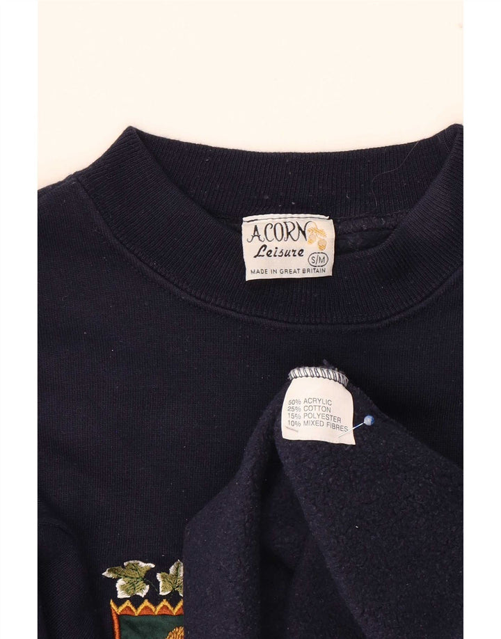Acorn Γυναικεία γραφικά υπερμεγέθη φούτερ Jumper UK 10 Small Navy Blue