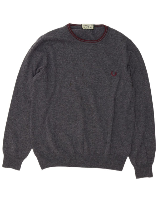 Fred Perry Ανδρικό πουλόβερ με λαιμόκοψη 2XL γκρι μαλλί