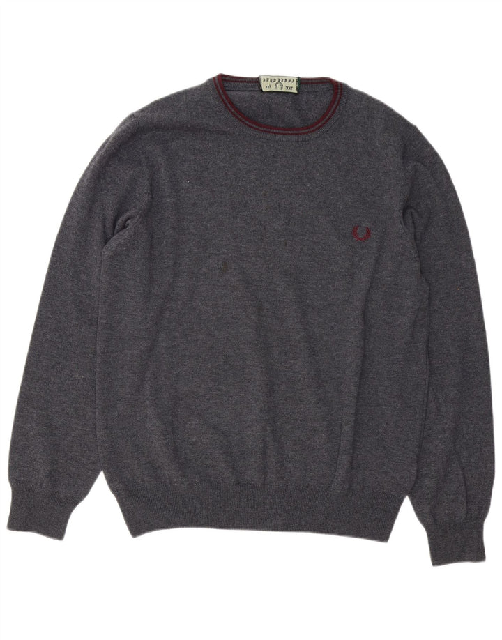 Fred Perry Ανδρικό πουλόβερ με λαιμόκοψη 2XL γκρι μαλλί