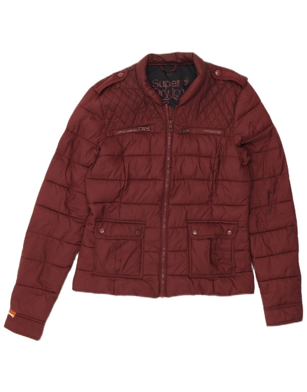 Superdry Γυναικείο στρατιωτικό τζάκετ με επένδυση UK 14 Medium Burgundy Nylon