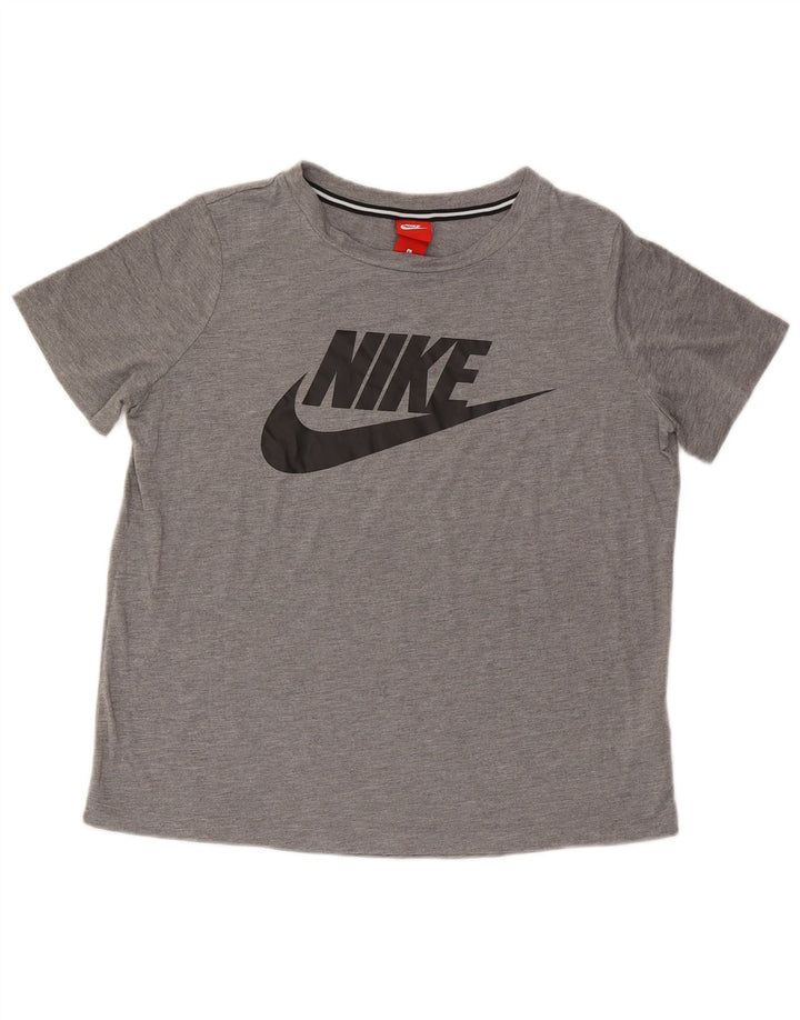 Γυναικείο γραφικό μπλουζάκι Nike Top UK 16 Large Grey Polyester