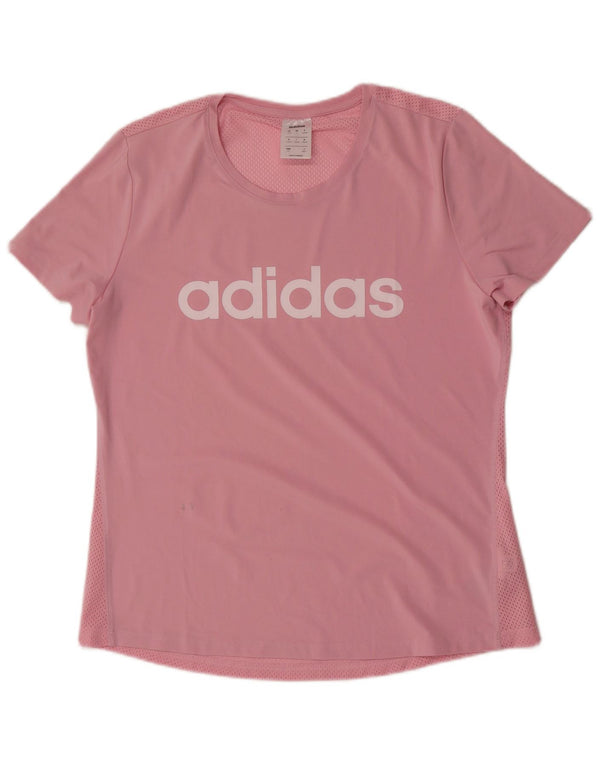 Γυναικείο γραφικό μπλουζάκι Adidas Top UK 16/18 μεγάλο ροζ πολυεστέρας