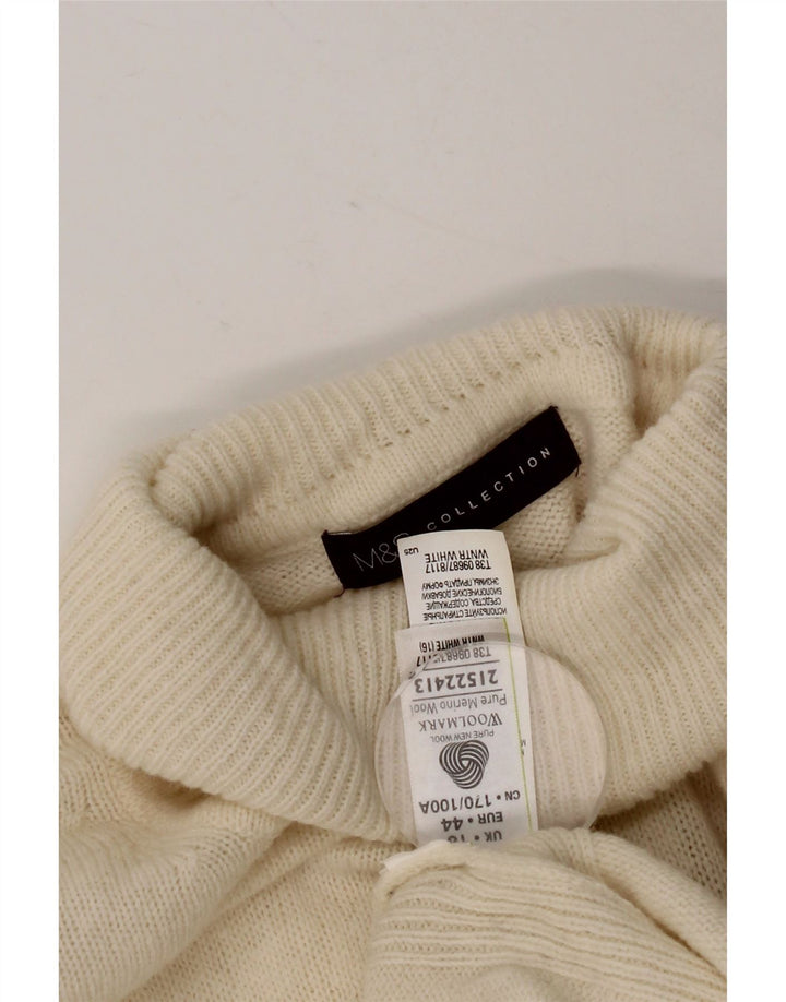Marks & Spencer Γυναικείο πουλόβερ με ρολό λαιμόκοψη UK 16 μεγάλο λευκό μαλλί