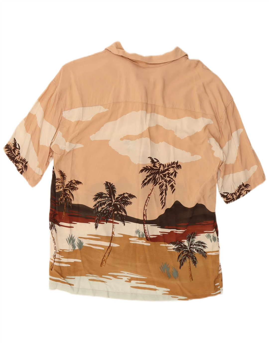 PULL & BEAR Mens Short Sleeve Shirt Medium Pink Viscose Hawaiian