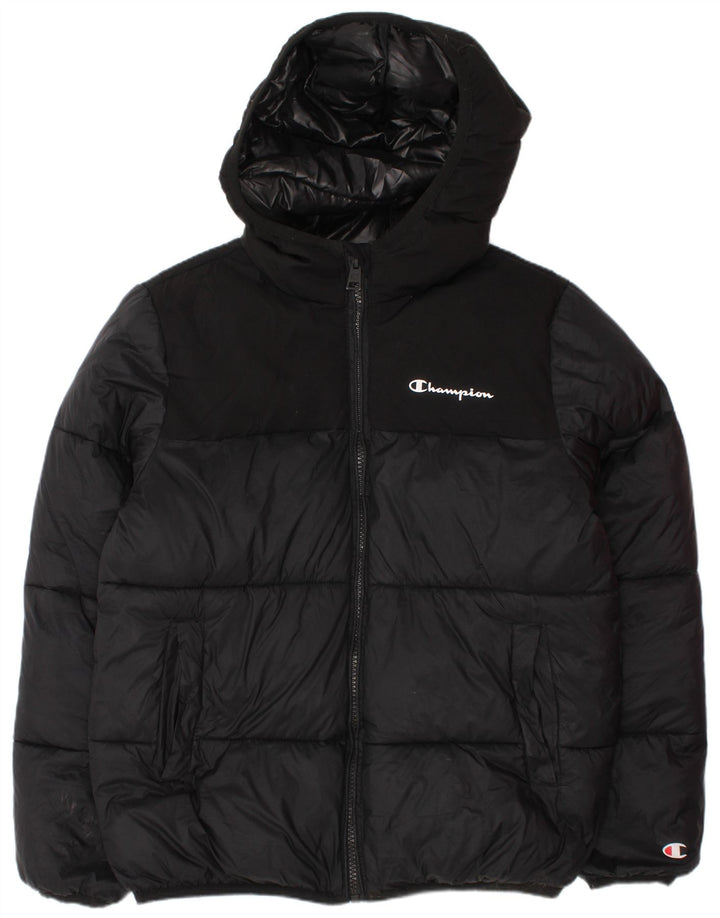 Μπουφάν Champion Boys Graphic Hooded Gedded Jacket 9-10 Years Medium Black
