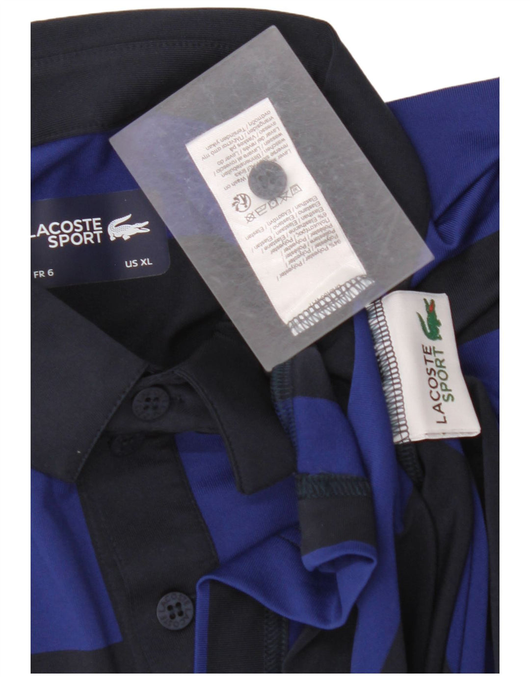 Ανδρικό μπλουζάκι πόλο LACOSTE 6 XL, μπλε ριγέ πολυεστέρας