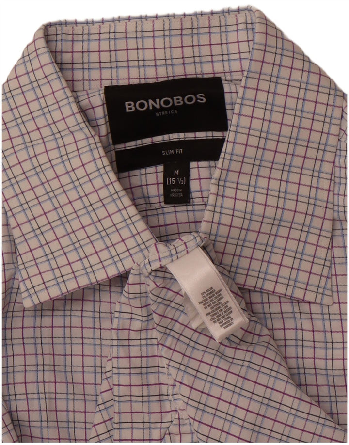 BONOBOS Ανδρικό πουκάμισο Slim Fit Μέγεθος 15 1/2 Medium Pink Check Nylon