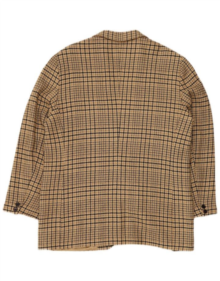GENNY Γυναικείο σακάκι 2 κουμπιών US 14 XL Beige Check Silk