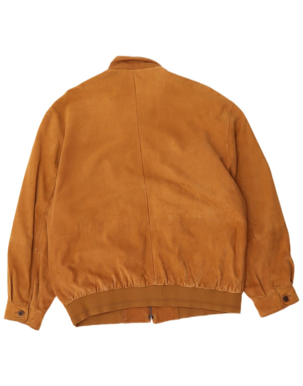 Daniel Hechter Ανδρικό Suede Bomber Jacket UK 40 Large Brown Δερμάτινο