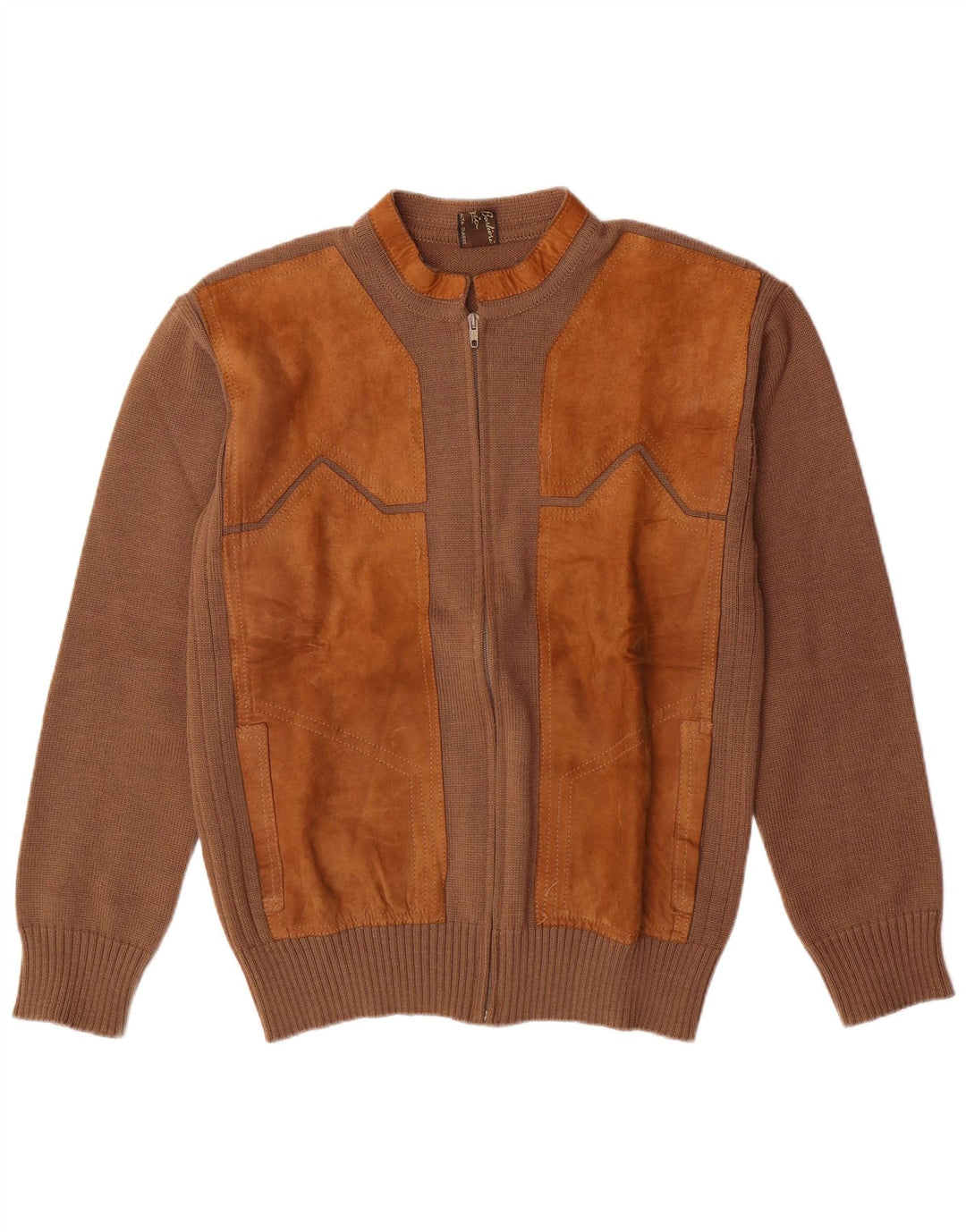 Ανδρικό σουέτ ζακέτα VINTAGE IT 52 Μεγάλο καφέ μαλλί