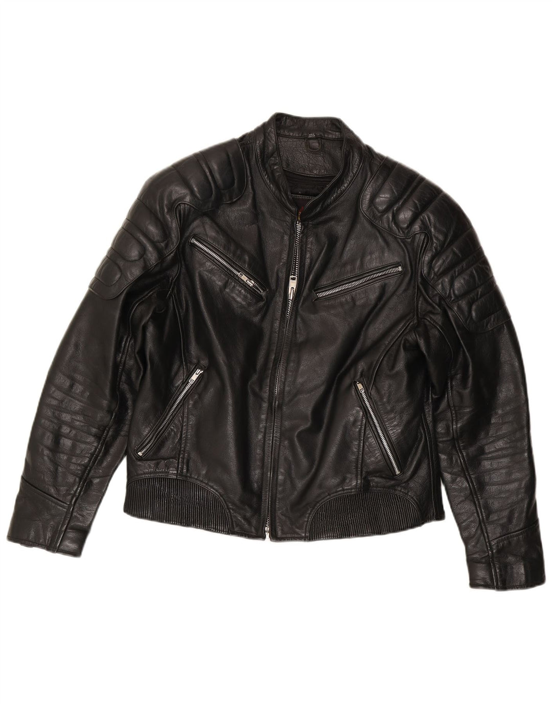 Xelement Ανδρικό Δερμάτινο Μπουφάν Biker UK 40 Μεγάλο Δερμάτινο Μαύρο