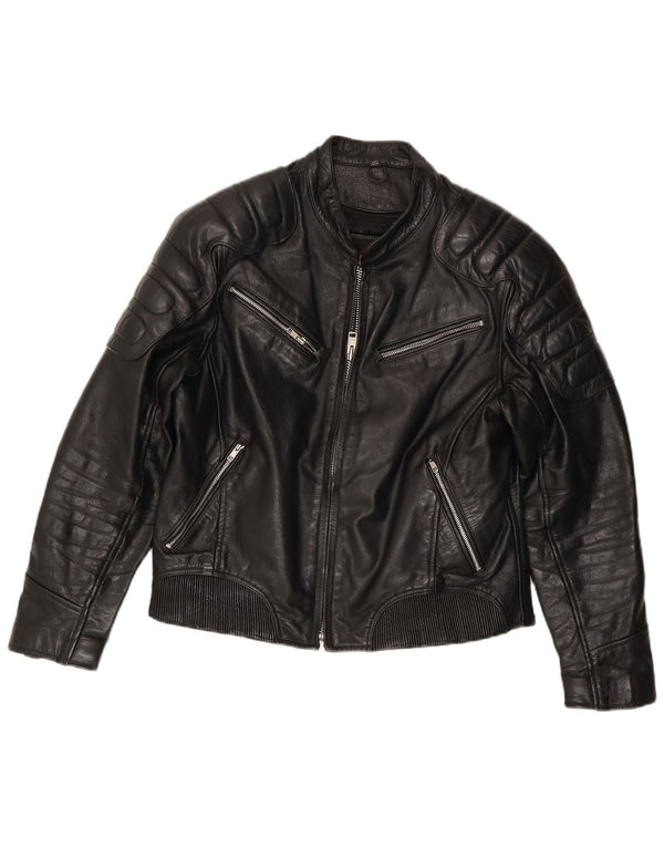 Xelement Ανδρικό Δερμάτινο Μπουφάν Biker UK 40 Μεγάλο Δερμάτινο Μαύρο