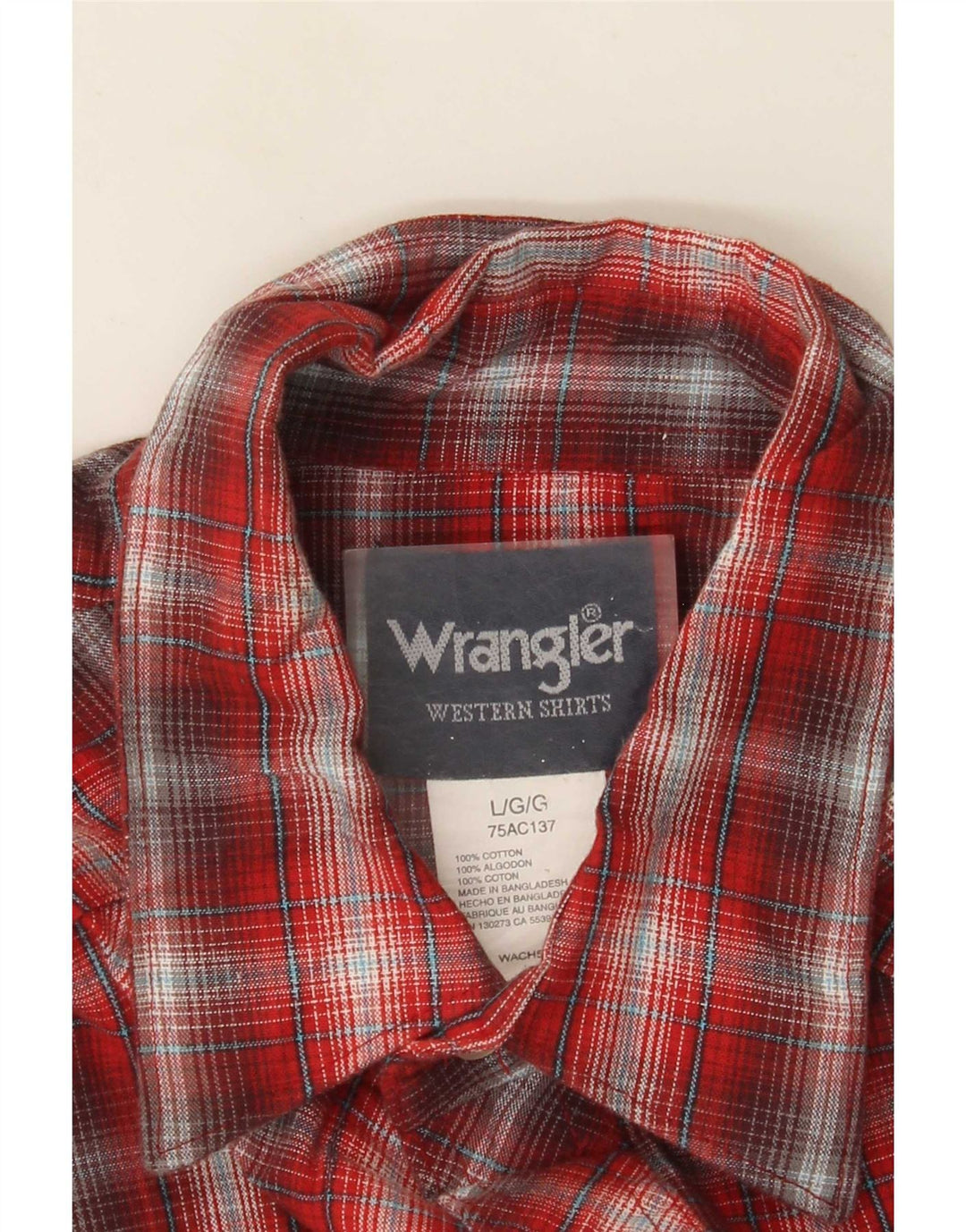 Ανδρικό πουκάμισο Wrangler Western Flannel μεγάλο κόκκινο βαμβακερό