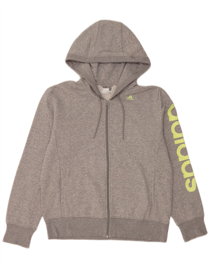 Γυναικείο πουλόβερ ADIDAS Climalite Graphic Zip Hoodie UK 16/18 Large Grey