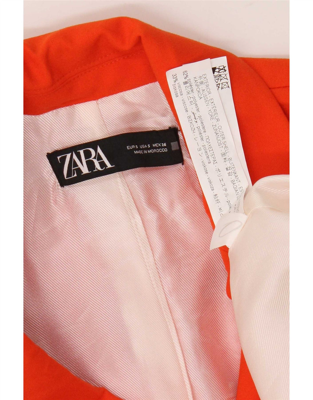 Zara Γυναικείο Γιλέκο Longline UK 10 Small Orange Polyester