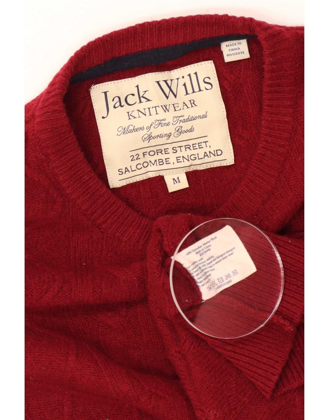 Jack Wills Ανδρικό πουλόβερ με λαιμόκοψη με μεσαίο καστανό μαλλί Merino