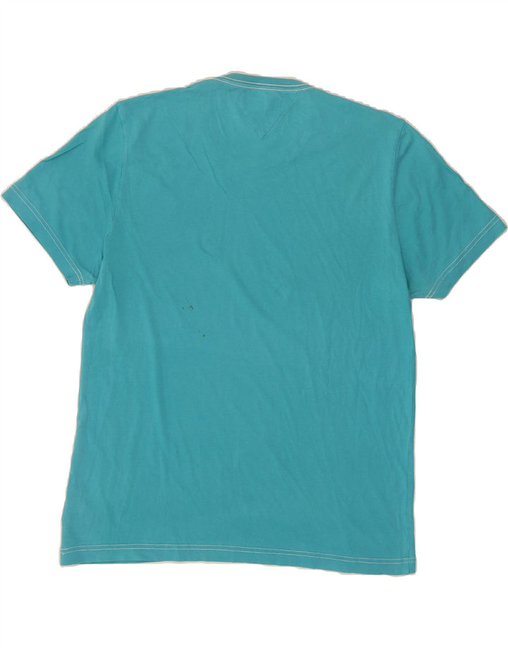 TOMMY HILFIGER Mens Graphic T-Shirt Top Medium Blue Cotton Vintage Tommy Hilfiger and Second-Hand Tommy Hilfiger from Messina Hembry 