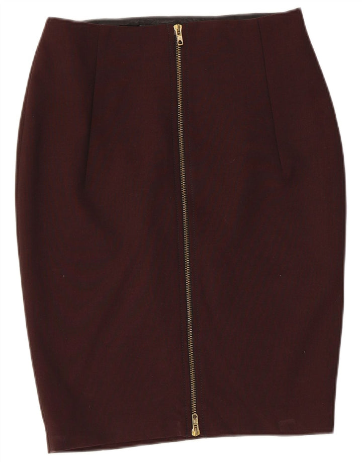 Zara Γυναικεία Pencil Φούστα Medium W28 Maroon Viscose