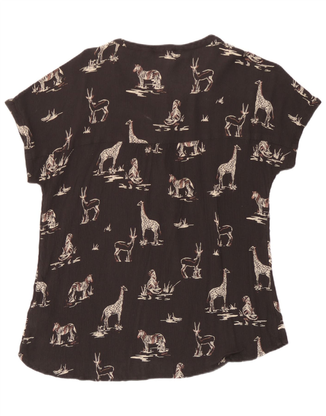 Γυναικεία γραφική μπλούζα Fat Face Top UK 14 Large Black Viscose