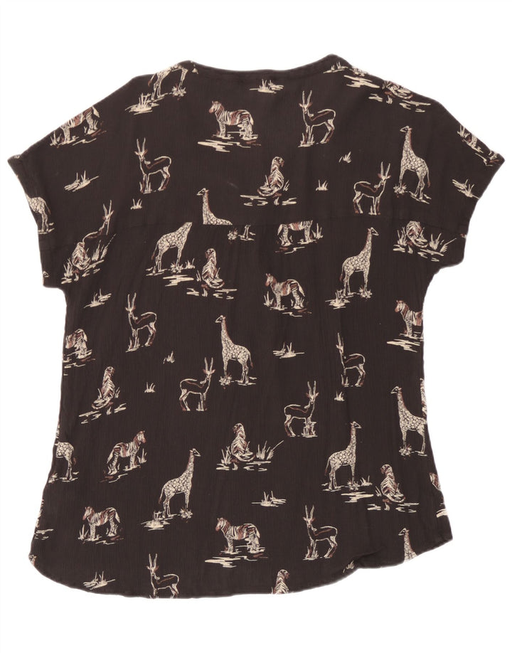 Γυναικεία γραφική μπλούζα Fat Face Top UK 14 Large Black Viscose