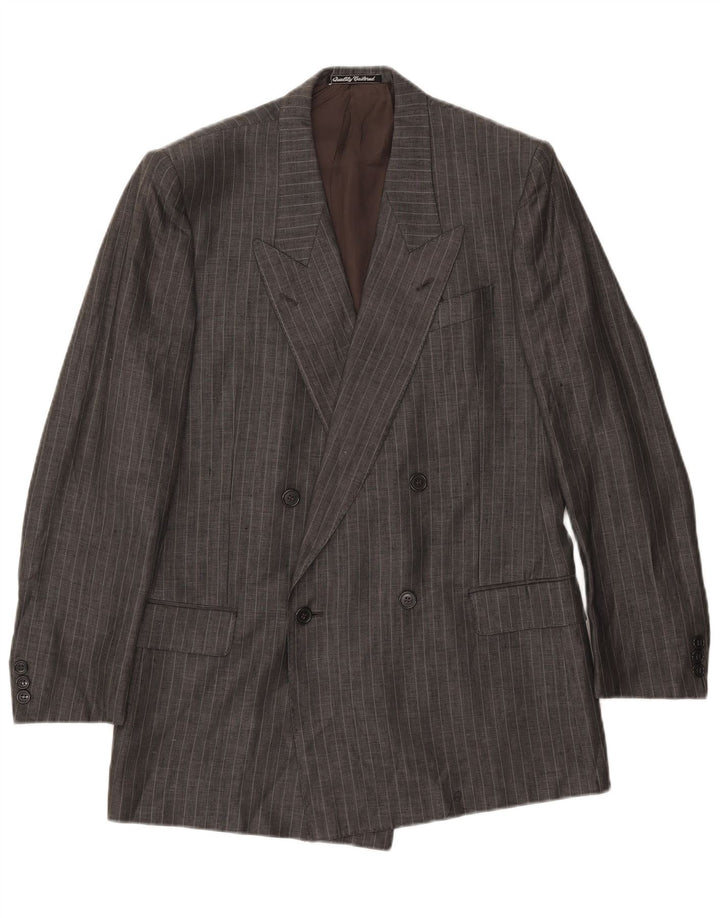 Vintage Ανδρικό Διπλό Μπουφάν Blazer IT 50 Large Grey Pinstripe