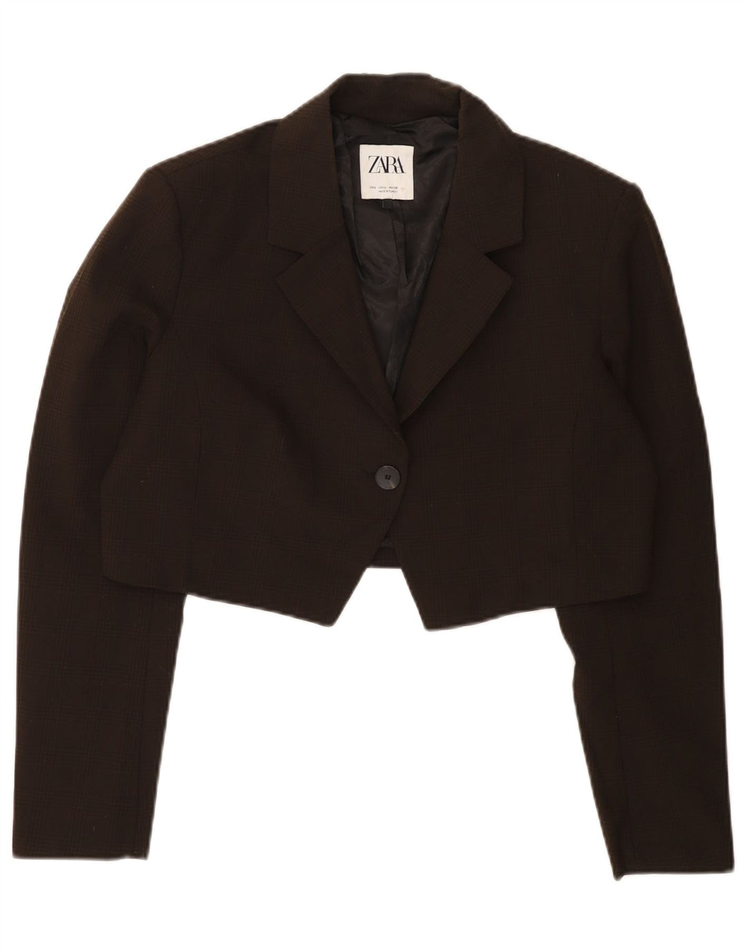 Zara Γυναικείο σακάκι σακάκι με 1 κουμπί UK 16 Large Brown Check Polyester