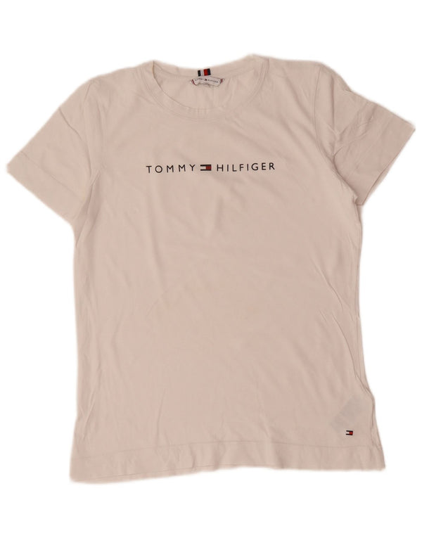 Γυναικείο γραφικό μπλουζάκι Tommy Hilfiger Top UK 14 μεσαίο λευκό βαμβακερό