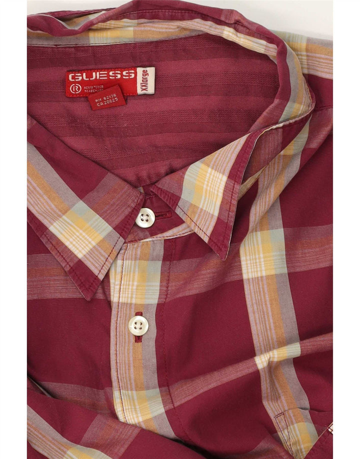 Ανδρικό κοντομάνικο πουκάμισο Guess 2XL μπορντό