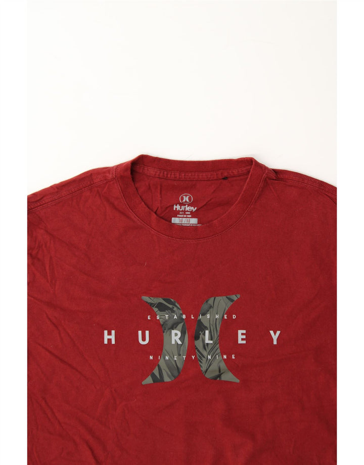 HURLEY Mens Graphic T-Shirt Top Medium Burgundy Cotton Vintage Hurley and Second-Hand Hurley from Messina Hembry 