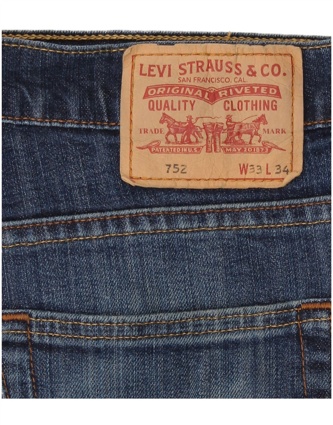 Levi's Womens 752 Straight Jeans W33 L31 Blue Cotton