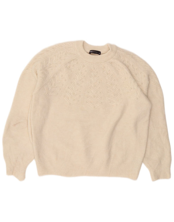 MARKS & SPENCER Γυναικείο πουλόβερ Crop Crew Neck Jumper UK 14 Large Off White