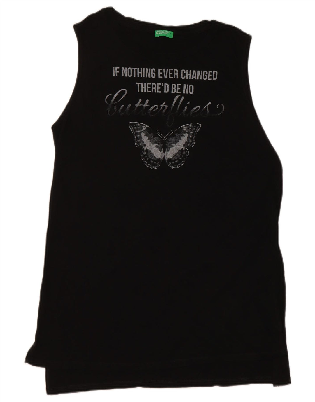 Γυναικείο γραφικό γιλέκο Benetton τοπ UK 14 Medium Black Butterfly