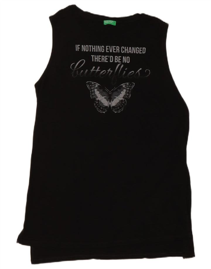 Γυναικείο γραφικό γιλέκο Benetton τοπ UK 14 Medium Black Butterfly