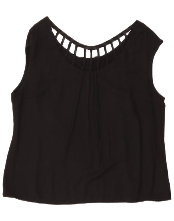 Γυναικεία αμάνικη μπλούζα LAURA ASHLEY τοπ UK 18 XL μαύρη βισκόζη