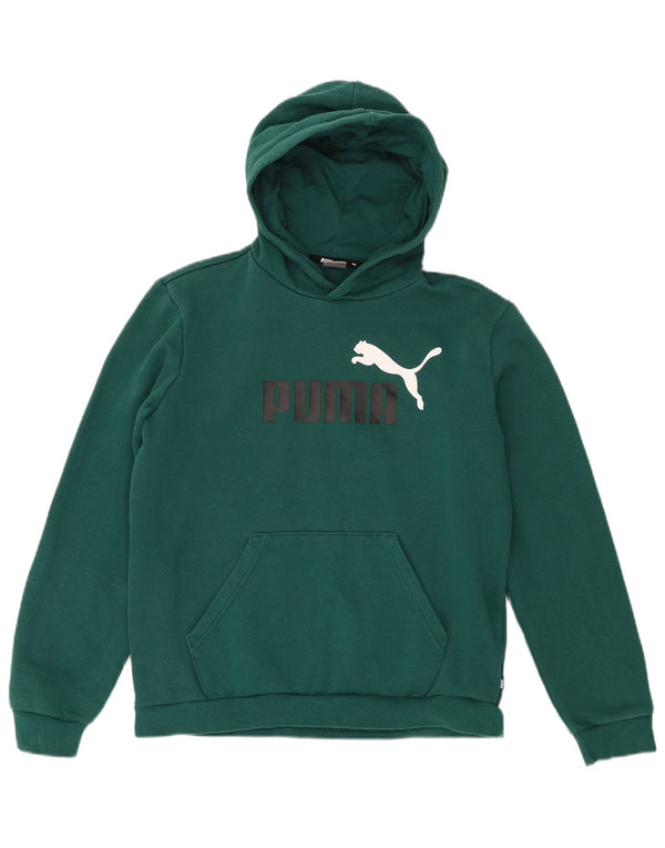 Puma Boys Graphic Hoodie Jumper 15-16 Years Green Cotton