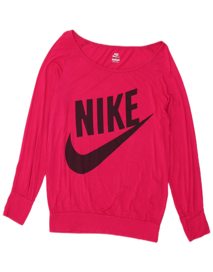 Γυναικείο τοπ Nike με γραφικό μακρυμάνικο UK 14 Μεσαίο ροζ βισκόζη