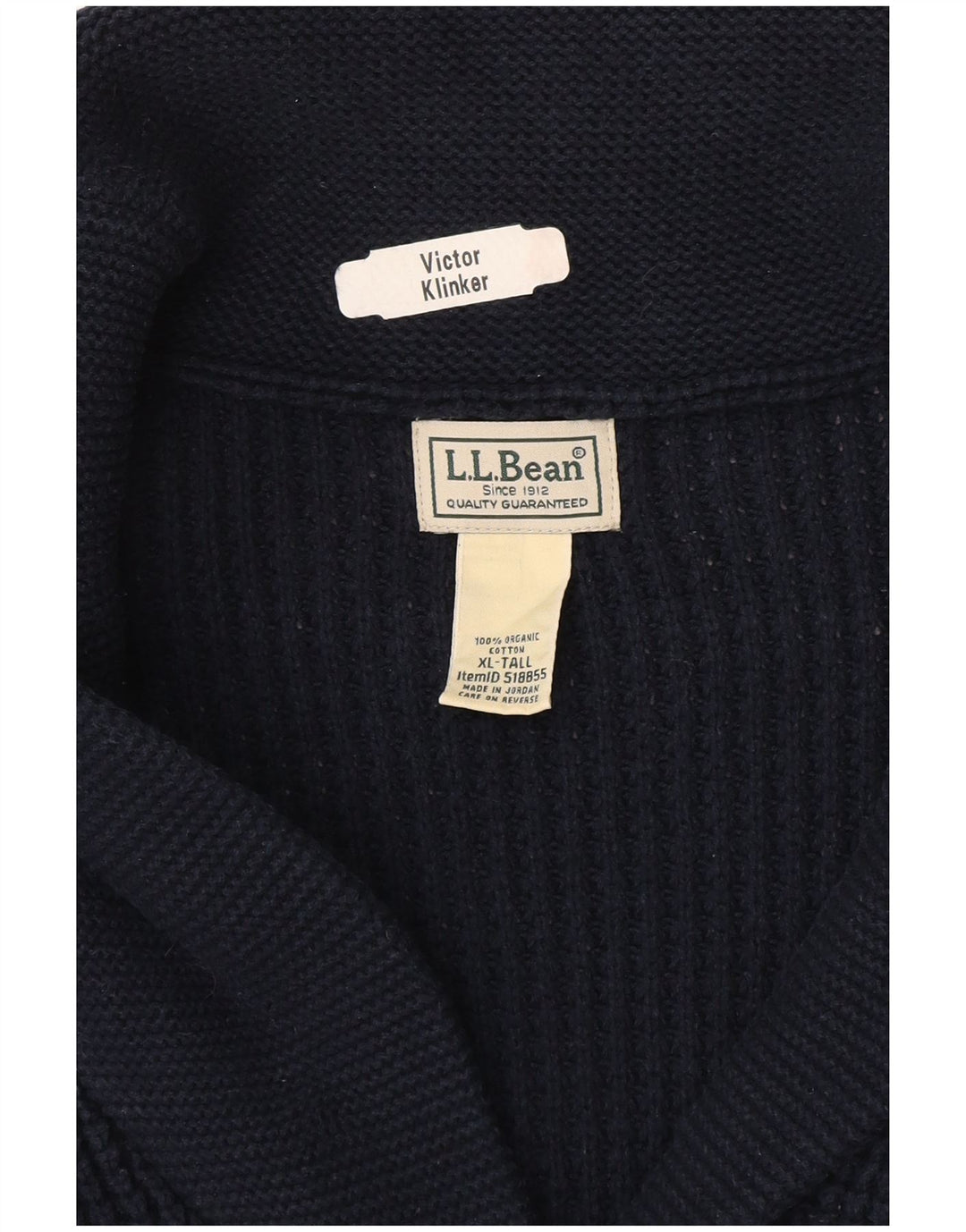 Ανδρικό πουλόβερ ζακέτα L.L.Bean XL Navy Blue Cotton