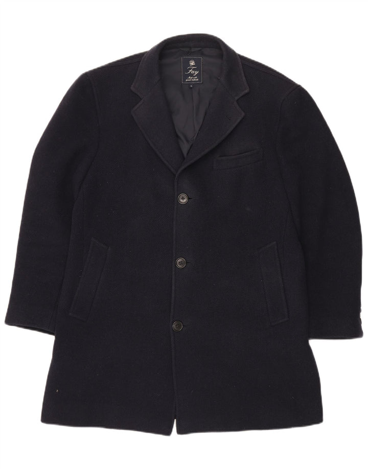 Ανδρικό πανωφόρι Fay UK 40 Large Navy Blue Virgin Wool