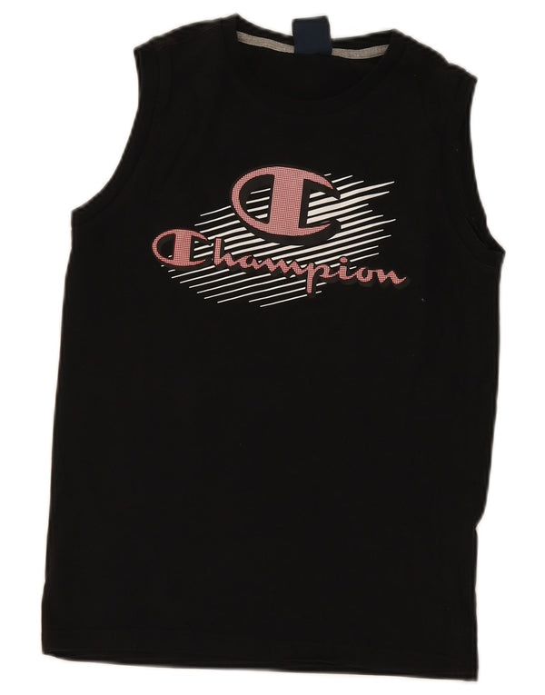 Champion Boys Graphic Vest Top 11-12 Years Larg Black Cotton
