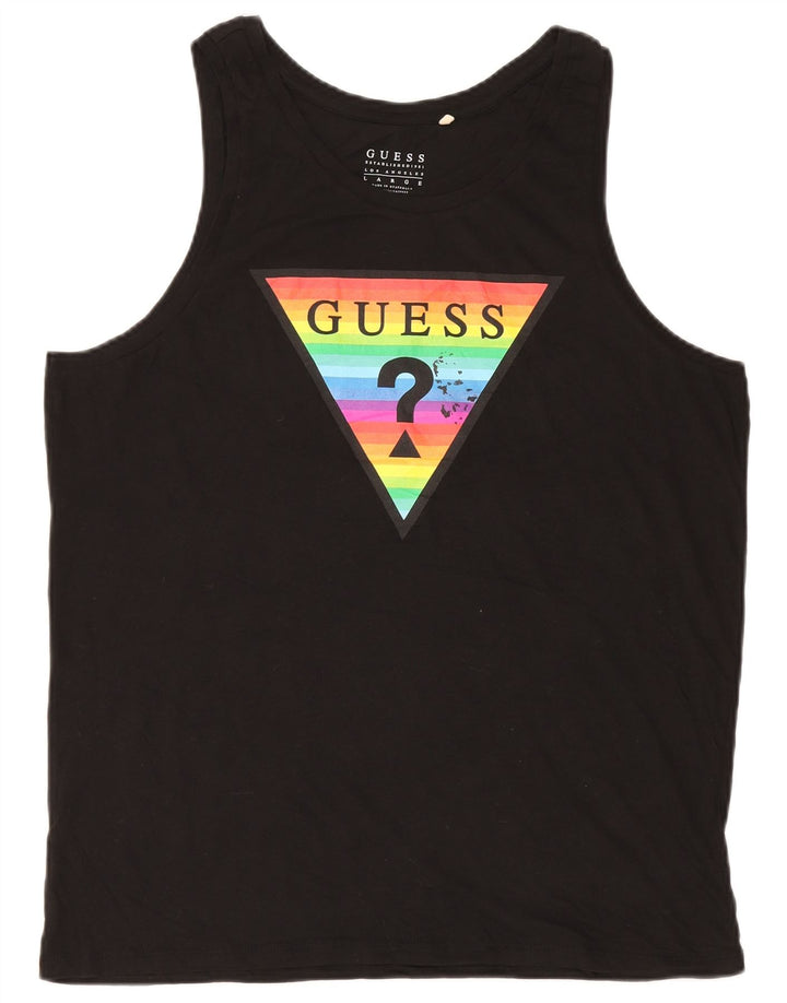 Ανδρικό γραφικό γιλέκο Guess Top Large Μαύρο Βαμβακερό