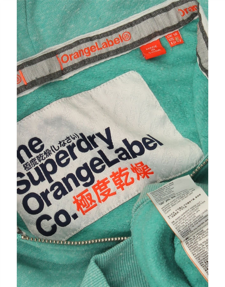 SUPERDRY Γυναικείο πουλόβερ με κουκούλα με φερμουάρ UK 14 Μεγάλο τιρκουάζ πολυεστέρας