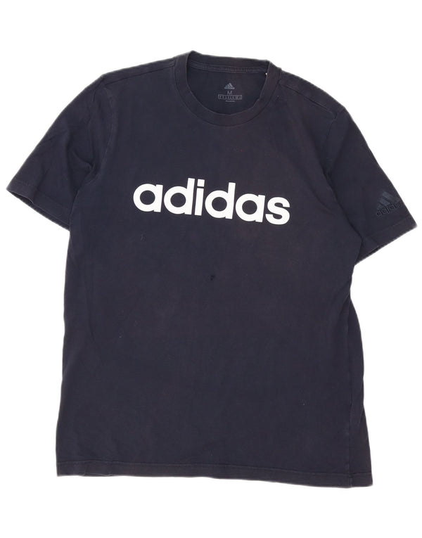 Ανδρικό γραφικό T-Shirt Adidas Top από μεσαίο μπλε ναυτικό βαμβακερό